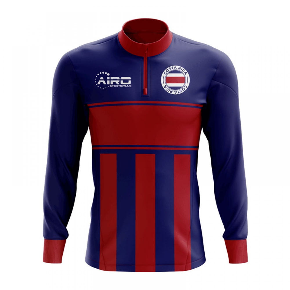 Costa Rica Concept Football Half Zip Midlayer Top (Blue-Red)