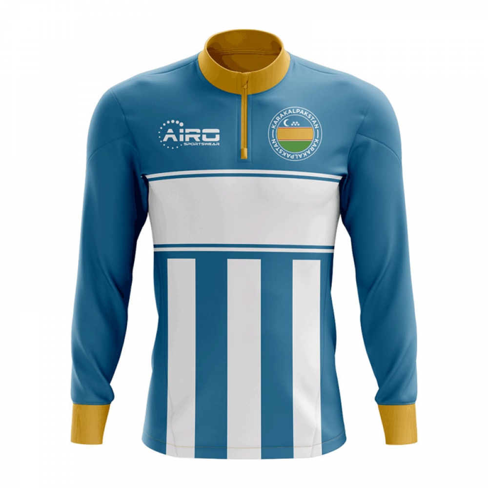 Karakalpakstan Concept Football Half Zip Midlayer Top (Sky Blue-White)