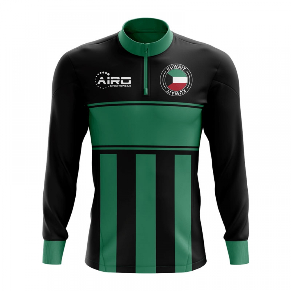 Kuwait Concept Football Half Zip Midlayer Top (Black-Green)