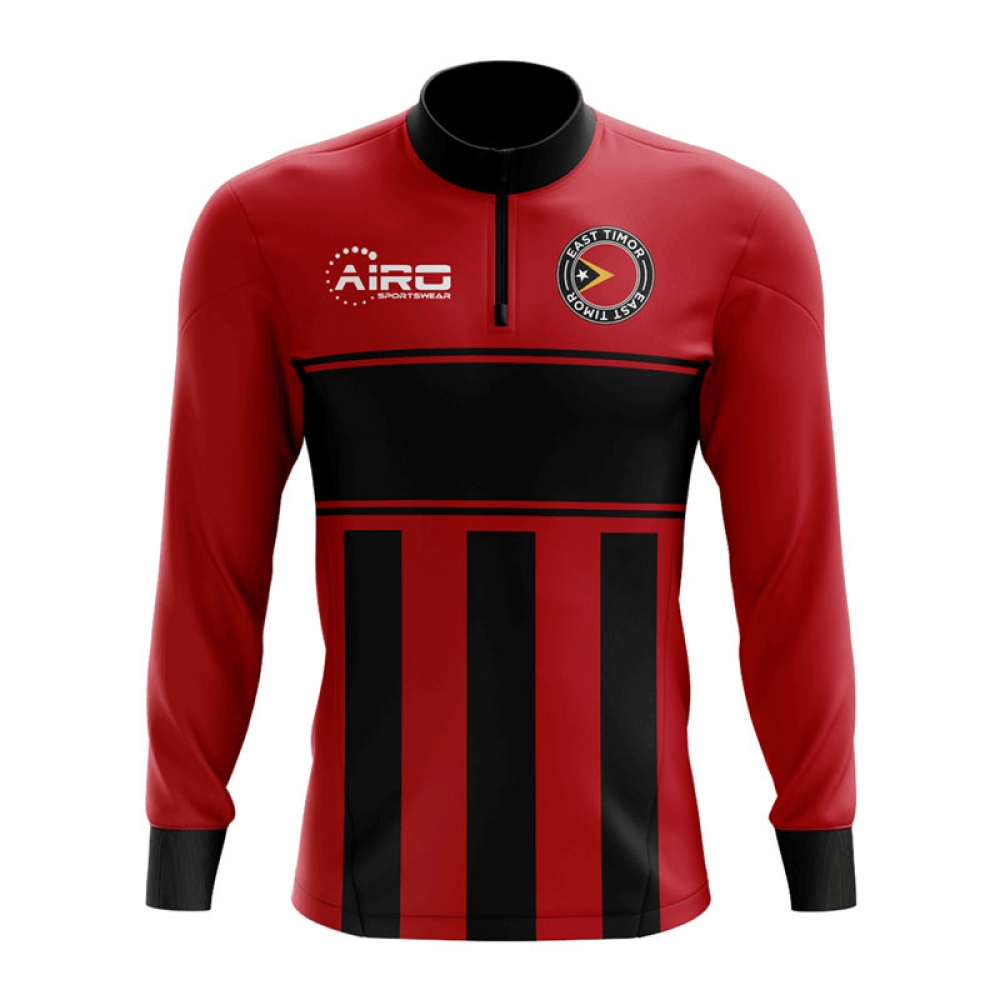 East Timor Concept Football Half Zip Midlayer Top (Red-Black)