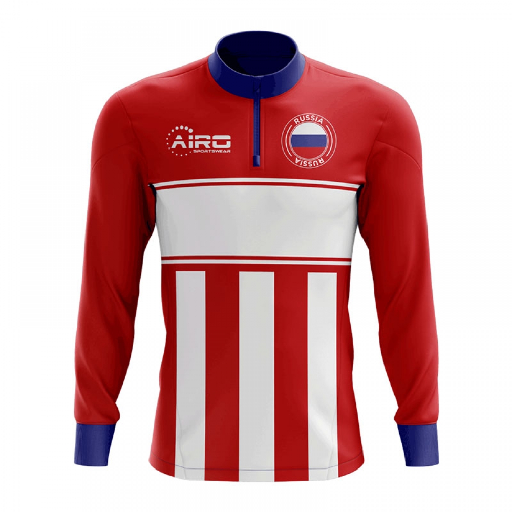 Russia Concept Football Half Zip Midlayer Top (Red-White)